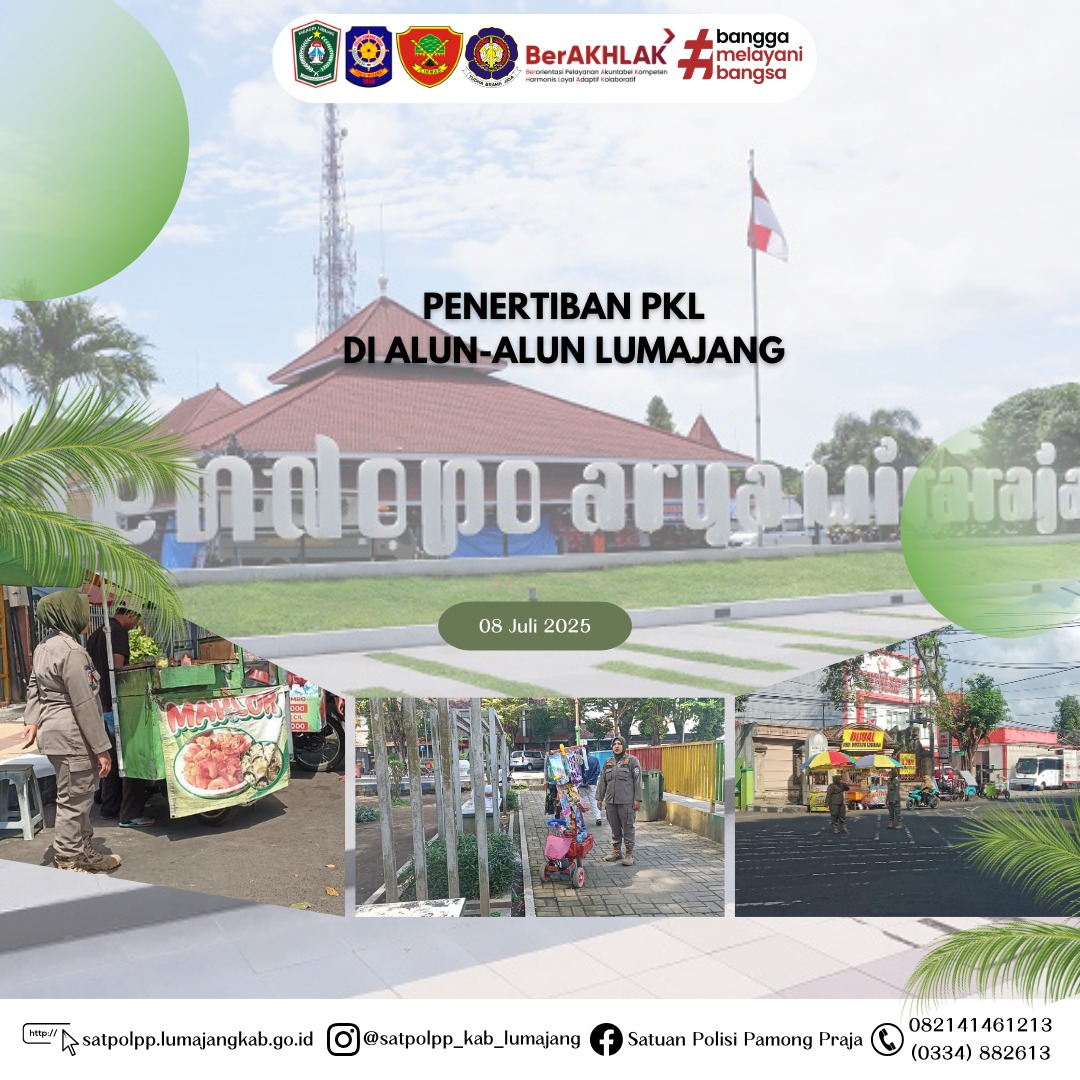 Penertiban PKL di kawasan alun - alun Lumajang