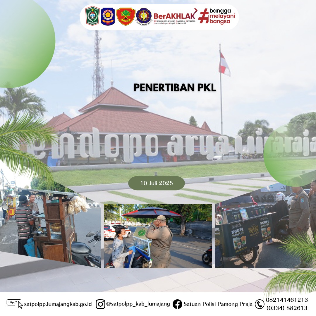 Penertiban PKL di kawasan alun - alun Lumajang