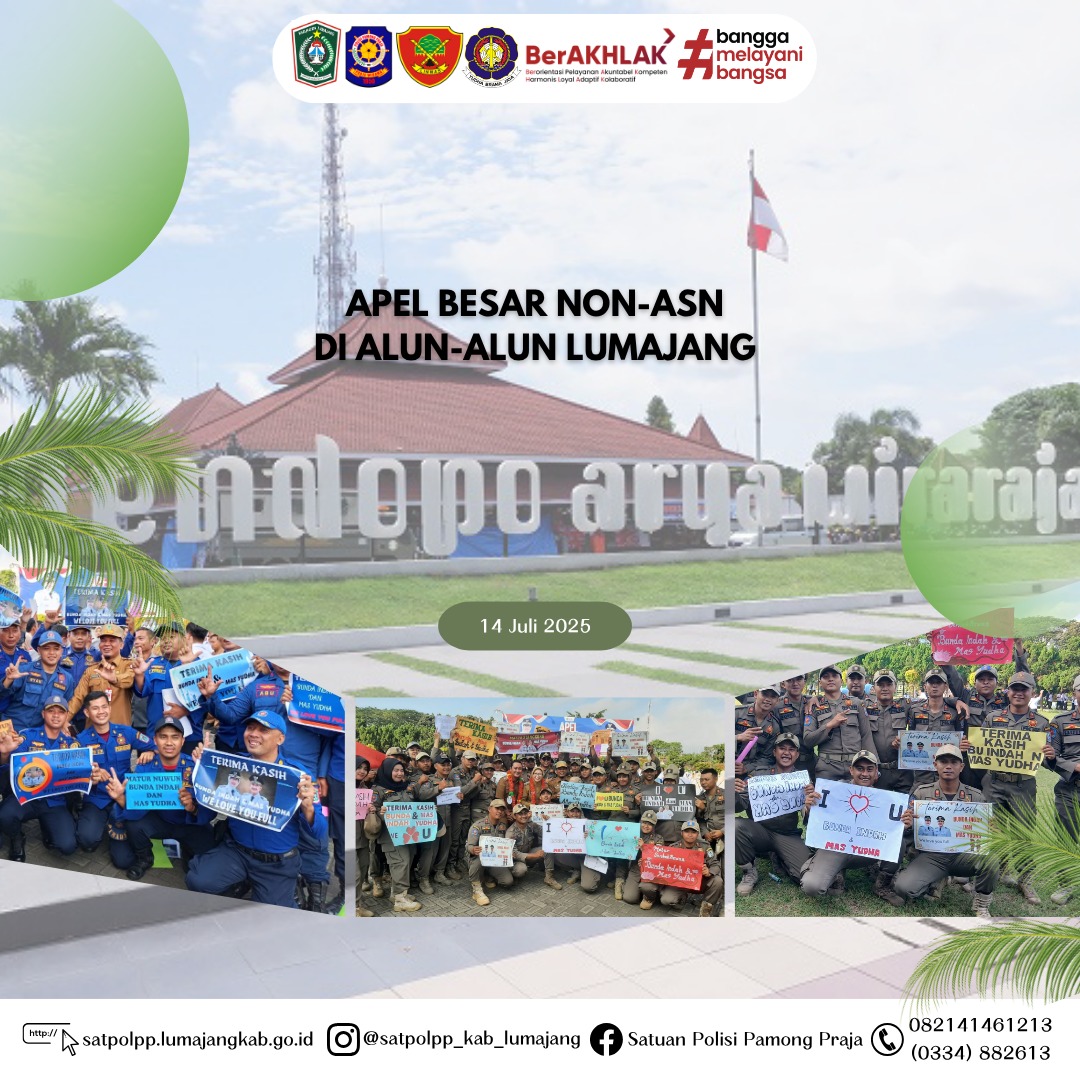 Satpol PP Kab Lumajang mengikuti Apel Besar di Alun-alun Lumajang