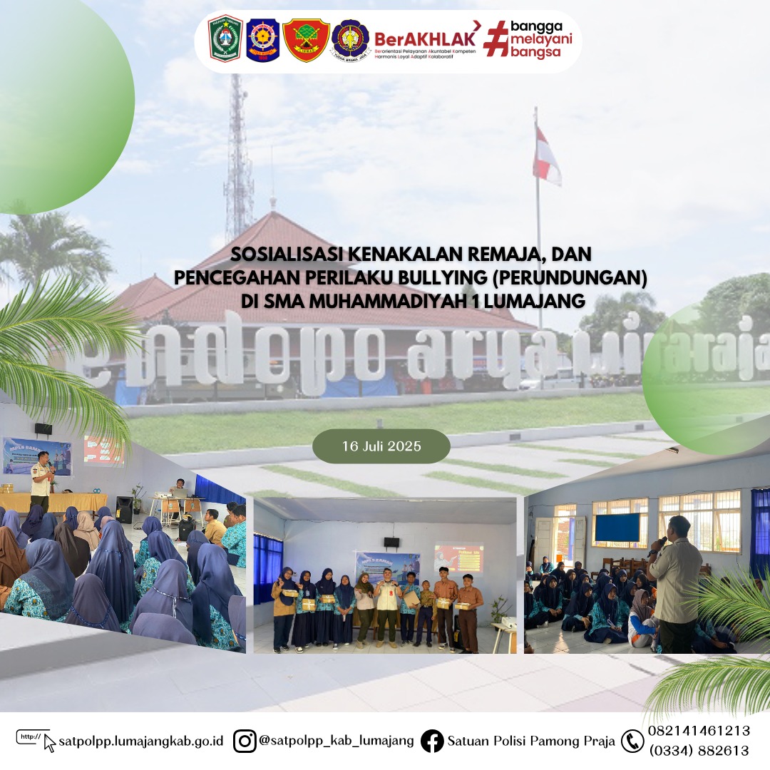 Sosialisasi Pencegahan Kenakalan Remaja dan Bullying (Perundungan) di  SMA Muhammadiyah 1 Lumajang