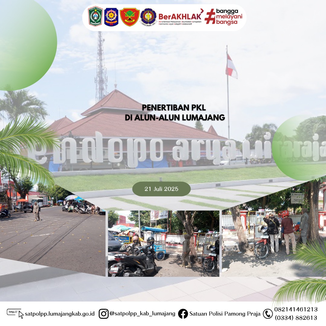 Penertiban PKL di kawasan alun - alun Lumajang