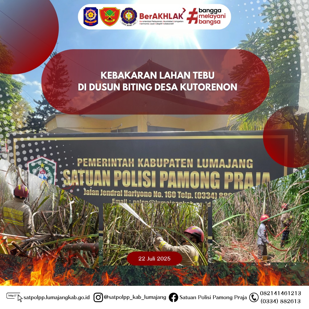 Kebakaran Lahan Tebu di Sukodono Berhasil Dipadamkan