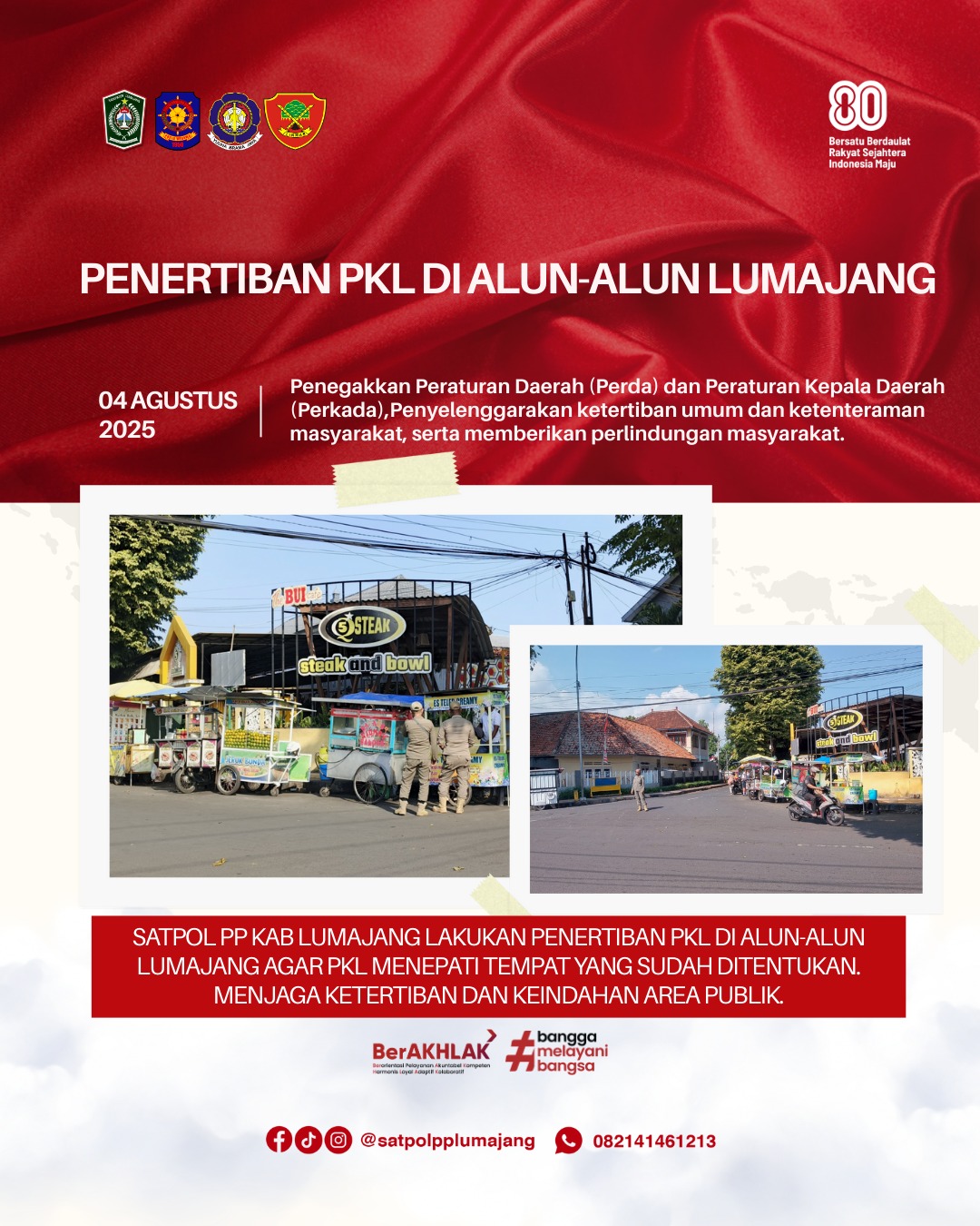 Penertiban PKL di kawasan alun - alun Lumajang