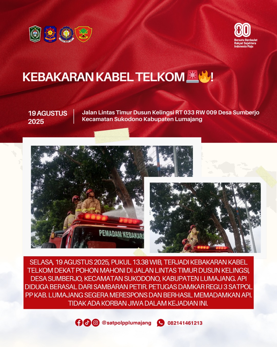 Kebakaran Kabel Telkom di Sukodono