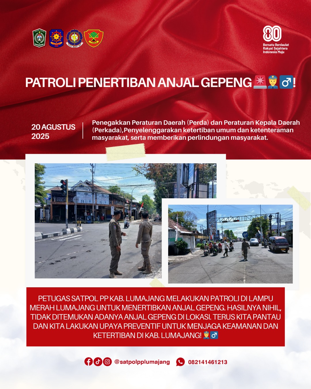 Penertiban Anjal, Gepeng, Badut di Perempatan Lampu Merah Wilayah Kabupaten Lumajang