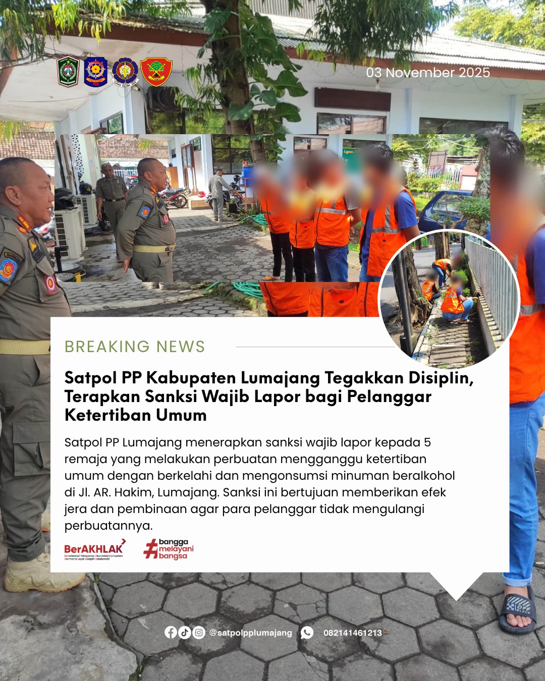 Satpol PP Kabupaten Lumajang Tegakkan Disiplin, Terapkan Sanksi Wajib Lapor bagi Pelanggar Ketertiban Umum