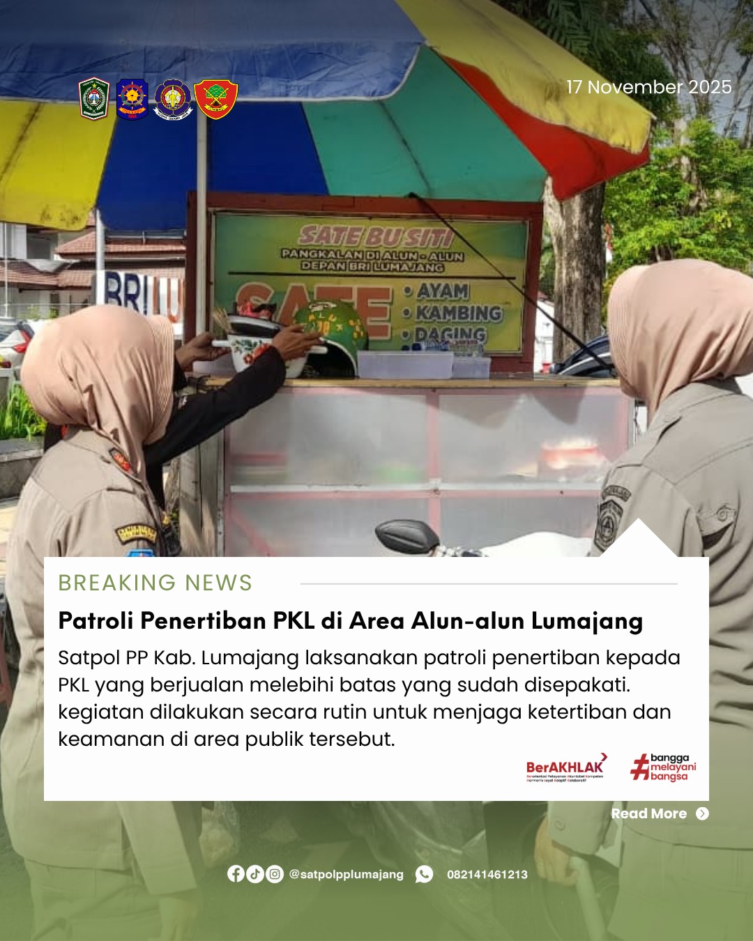 Penertiban PKL di kawasan alun - alun Lumajang