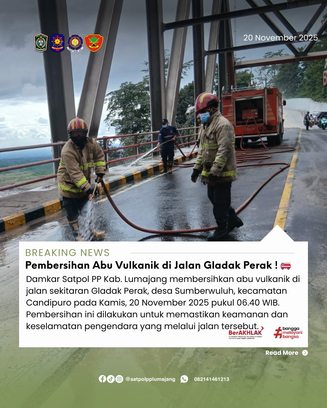 Pembersihan Abu Vulkanik di Gladak Perak terus dilakukan