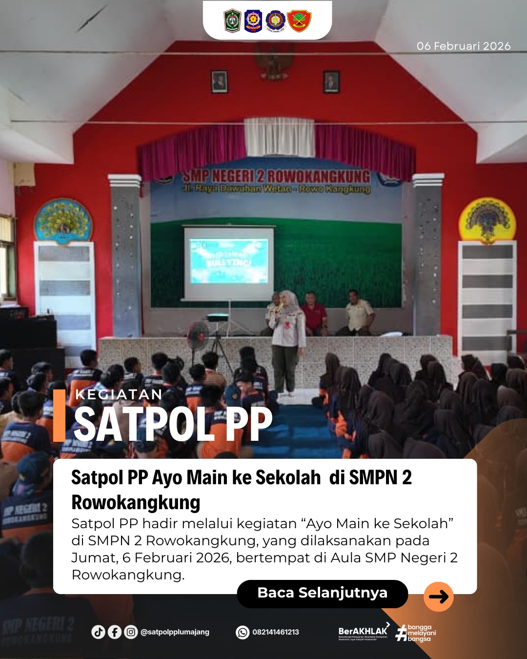 Satpol PP Ayo Main ke Sekolah SMP Negeri 2 Rowokangkung.