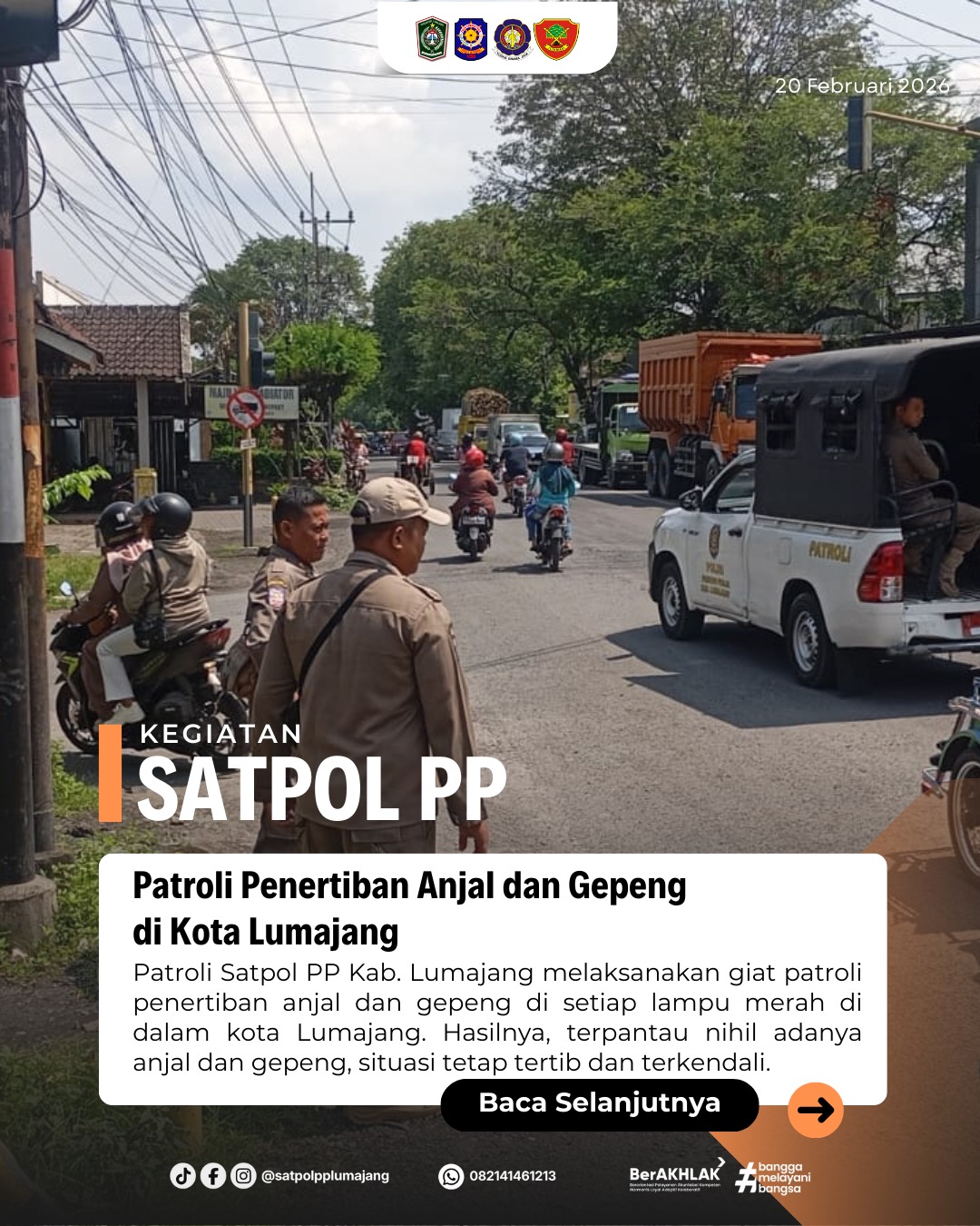 Patroli Penertiban Anjal dan Gepeng di Kota Lumajang