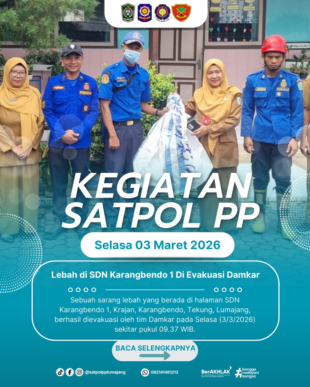 Lebah di SDN Karangbendo 1 Tekung Berhasil Dievakuasi Tim Damkar