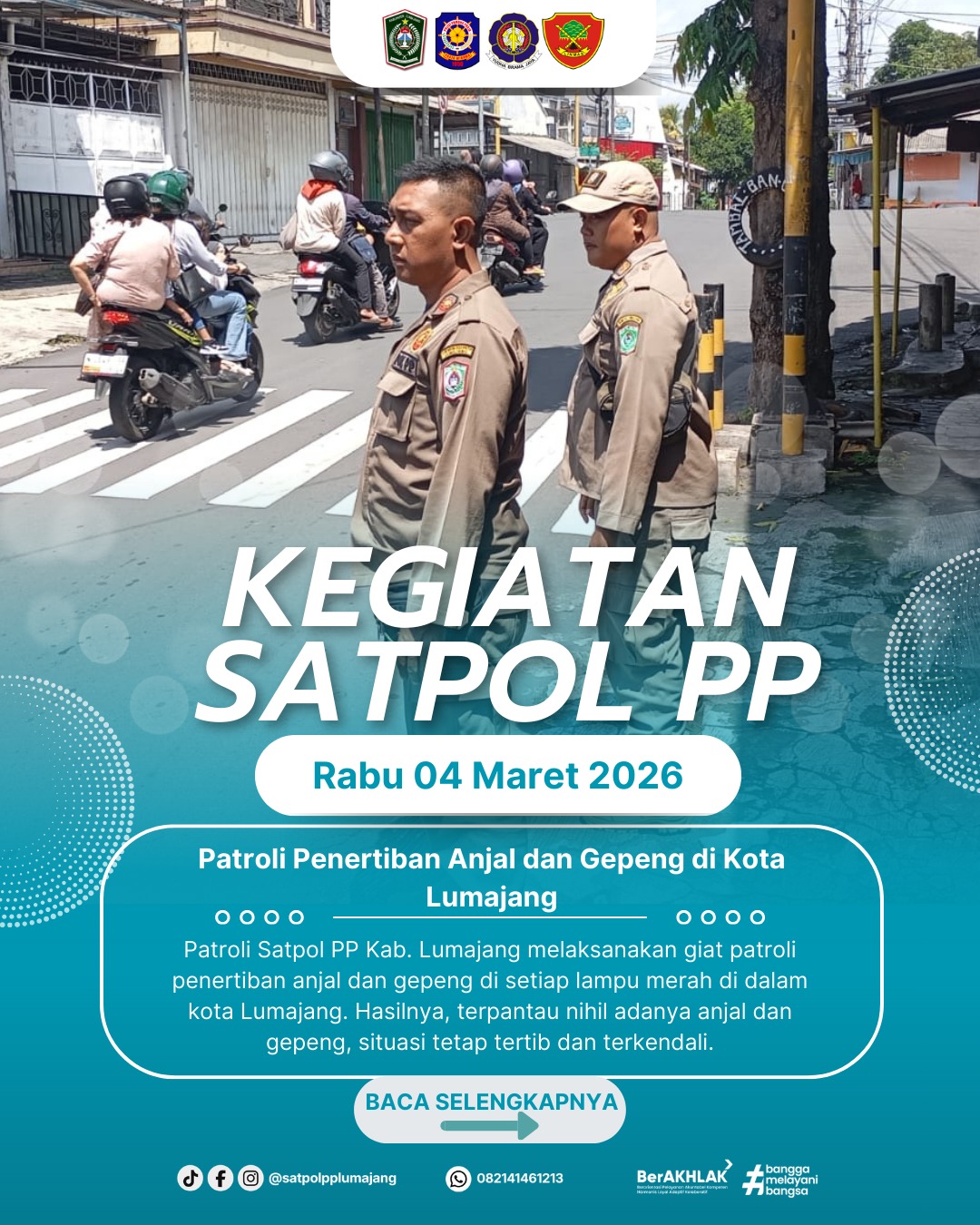 Patroli Penertiban Anjal dan Gepeng di Kota Lumajang