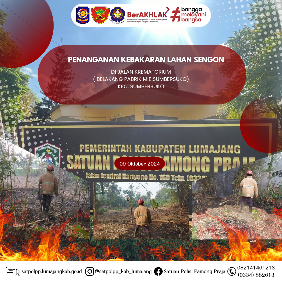 Penanganan Kebakaran Lahan Sengon di Jalan Krematorium ( Belakang Pabrik Mie Sumbersuko) Kec. Sumbersuko