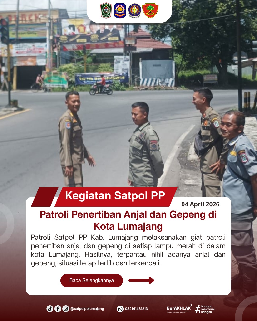 Patroli Penertiban Anjal dan Gepeng di Kota Lumajang