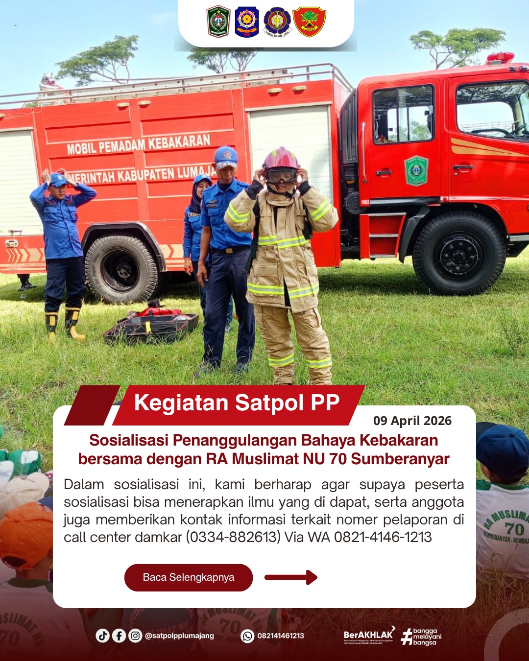 Sosialisasi Penanggulangan Bahaya Kebakaran bersama dengan RA Muslimat NU 70 Sumberanyar