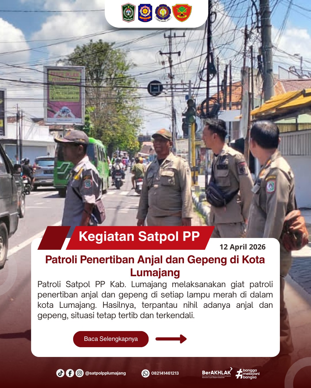 Patroli Penertiban Anjal dan Gepeng di Kota Lumajang