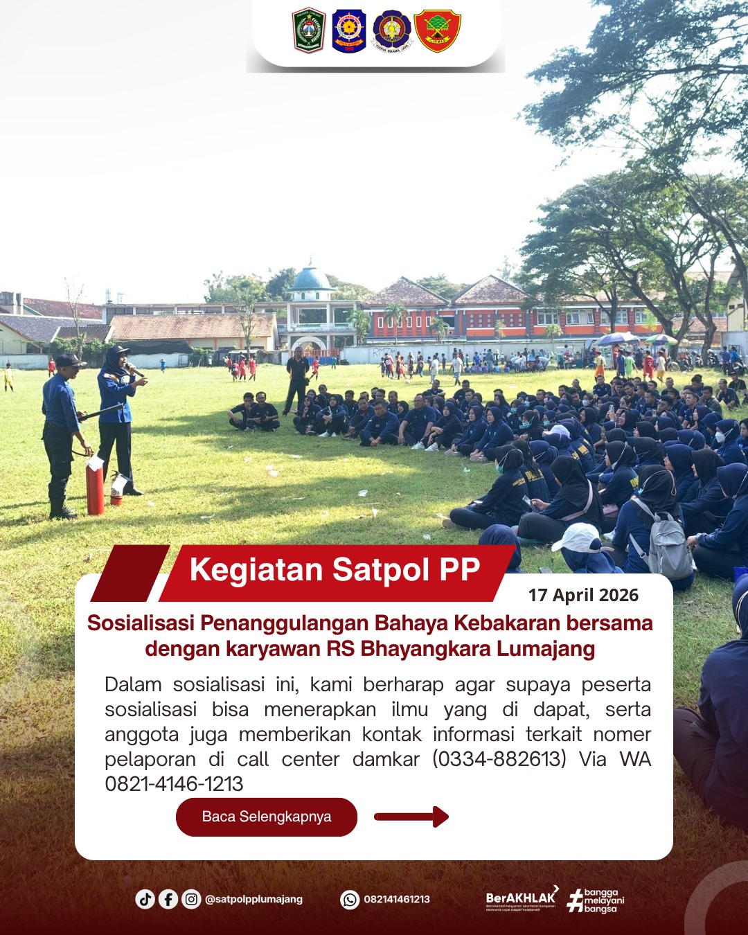 Sosialisasi Penanggulangan Bahaya Kebakaran bersama dengan karyawan RS Bhayangkara Lumajang