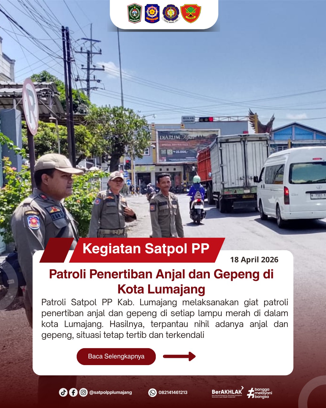 Patroli Penertiban Anjal dan Gepeng di Kota Lumajang
