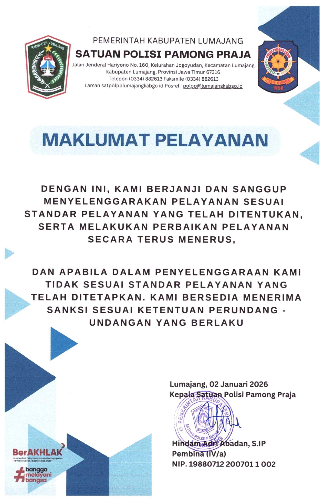 Maklumat Pelayanan 